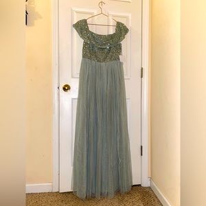 ASOS | NWT | Teal Sequin Mesh Maxi Dress